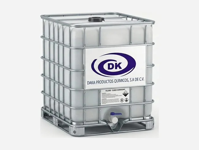 Contenedor IBC o tote DAKA de 1,000 kg sobre tarima