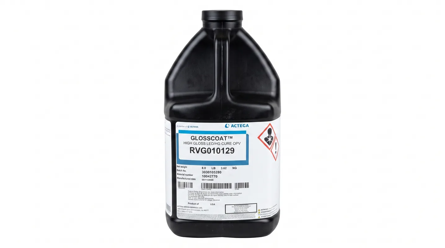 Barniz GLOSSCOAT RVG010129 de ACTEGA, alto brillo con curado LED